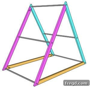 Inserting dowels to form the dog bed tent structure