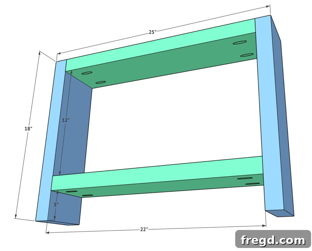 Craft Your Seven-Board Coffee Table 5 Diagram illustrating the precise placement and assembly of breadboards for the DIY coffee table legs.