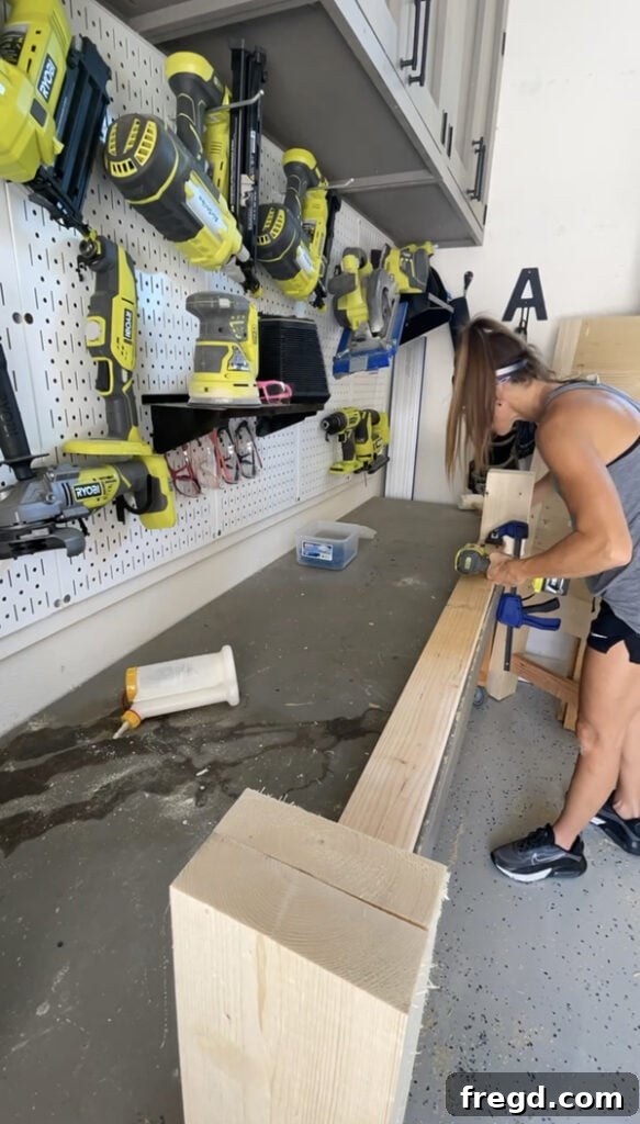 Craft Your Sleep Haven: DIY Bed Frame and Timber Headboard 12 Attaching footboard trim to foot assemblies