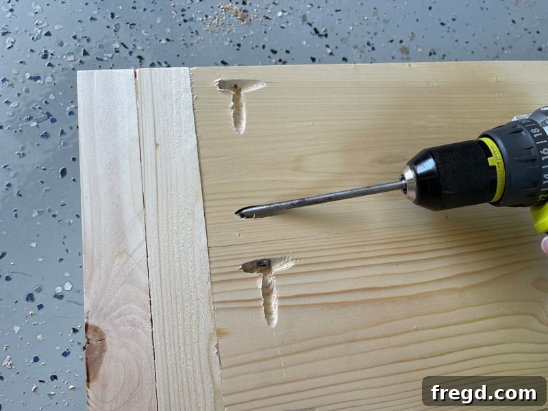 Craft Your Sleep Haven: DIY Bed Frame and Timber Headboard 6 Attaching leg assembly to headboard planks