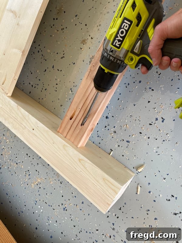 Craft Your Sleep Haven: DIY Bed Frame and Timber Headboard 9 Attaching headboard stretcher