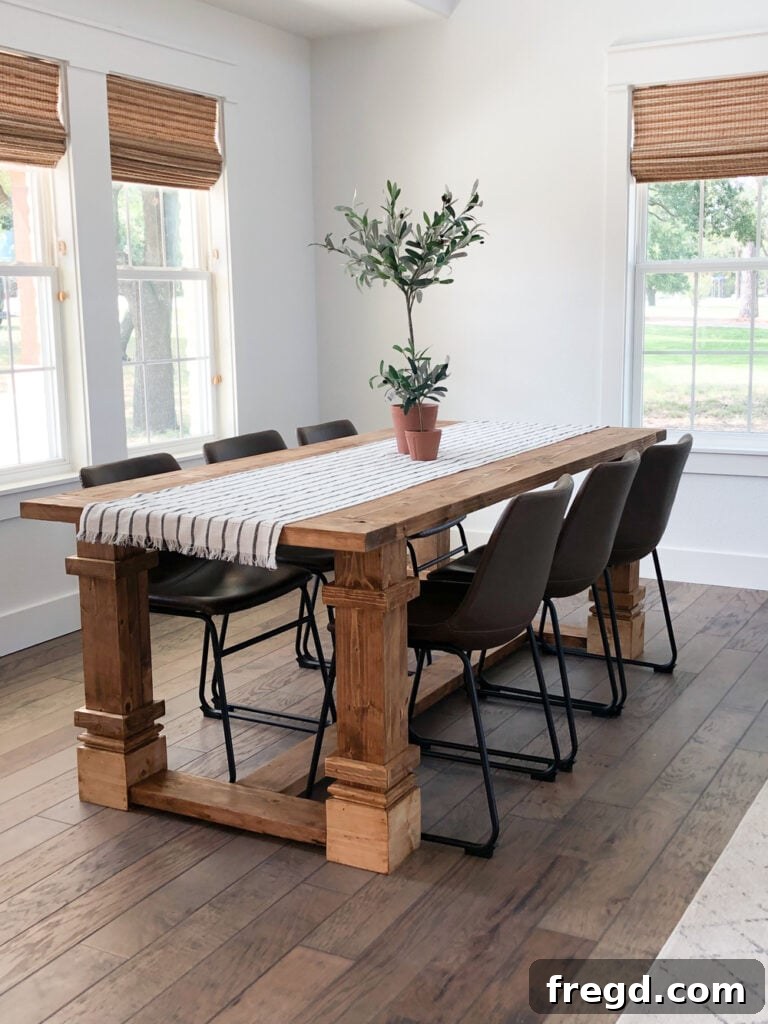 DIY Modern Farmhouse Dining Table with dark stain