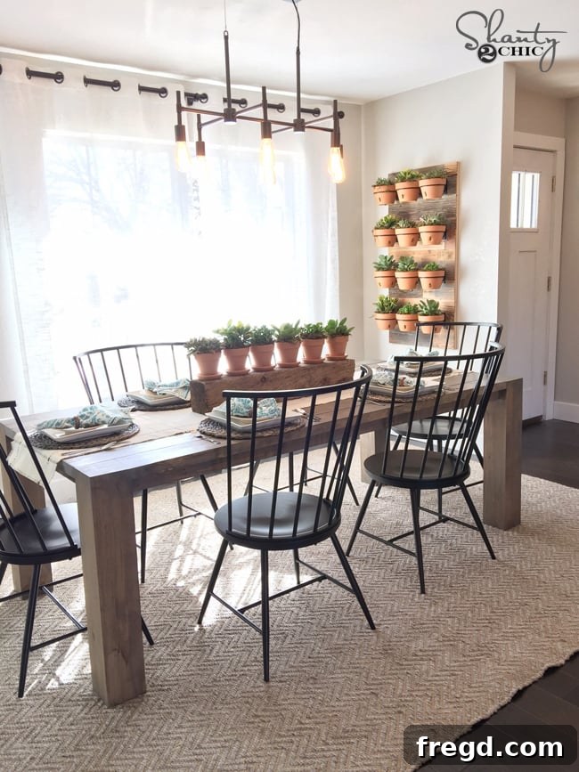 Modern Farmhouse Table with straight lines and low profile