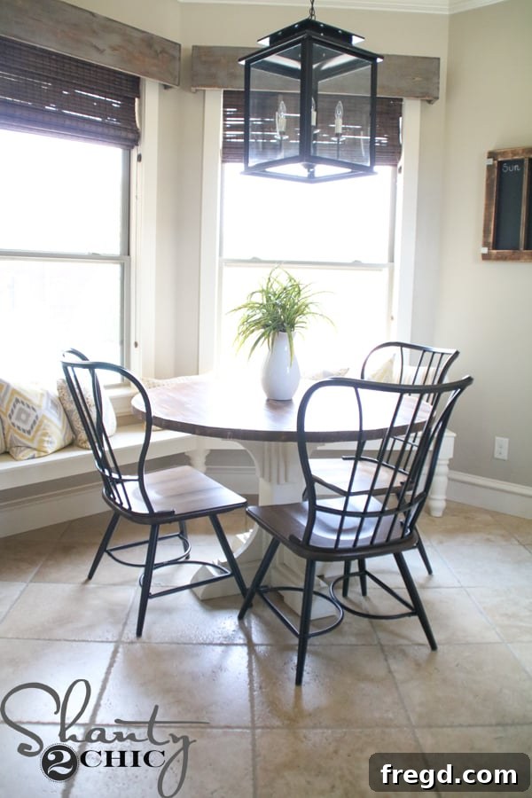Round Dining Table with Pedestal Base made from framing lumber