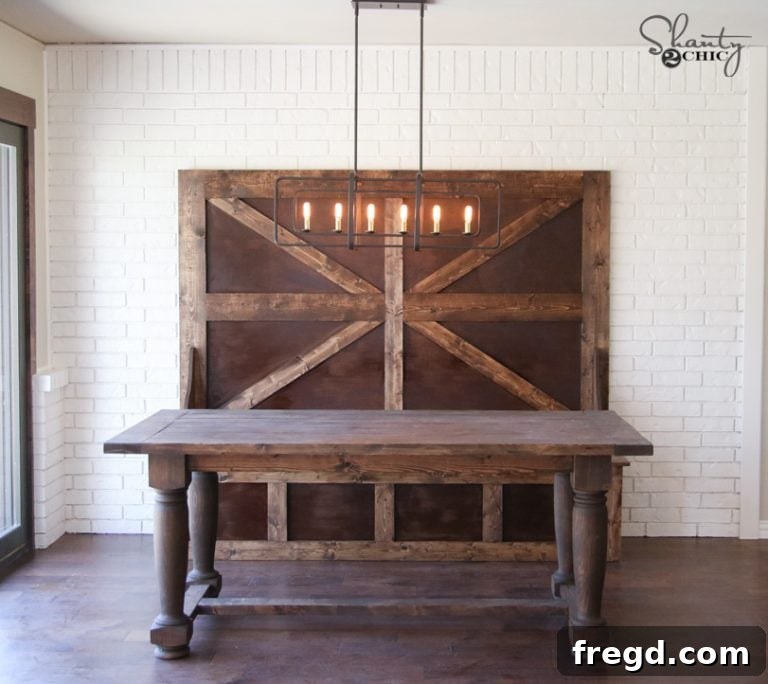 DIY Turned Leg Farmhouse Dining Table with matching bench