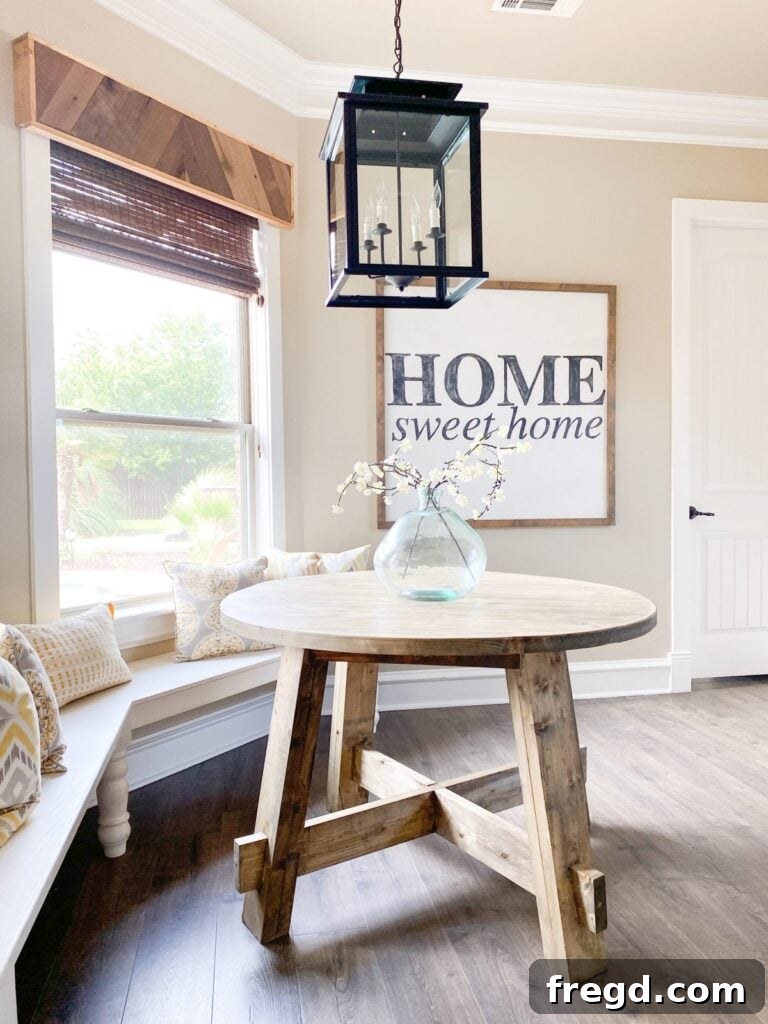 DIY Round Dining Table built with budget-friendly materials