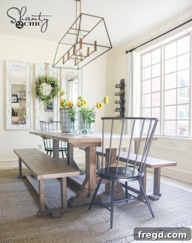 DIY Pottery Barn Inspired Chunky Angle Dining Table