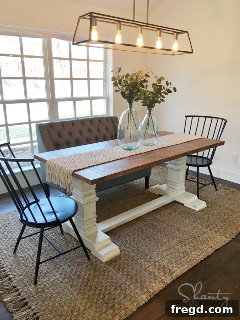 Farmhouse Pedestal Table with ornate base