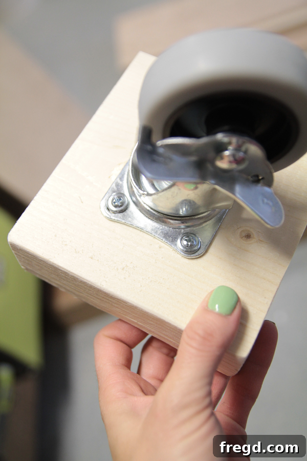 Craft Your Own Miter Saw Station 11 Casters attached to workbench legs