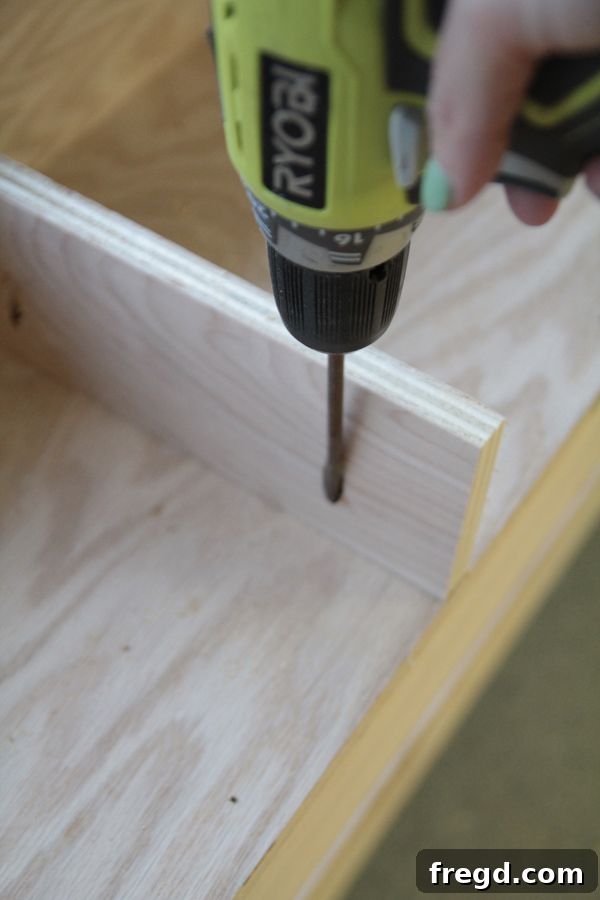 Craft Your Own Miter Saw Station 16 Shelf supports attached to workbench top