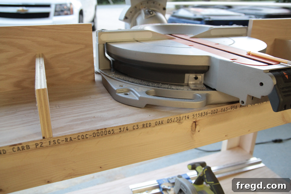 Craft Your Own Miter Saw Station 18 Angle view of shelf supports