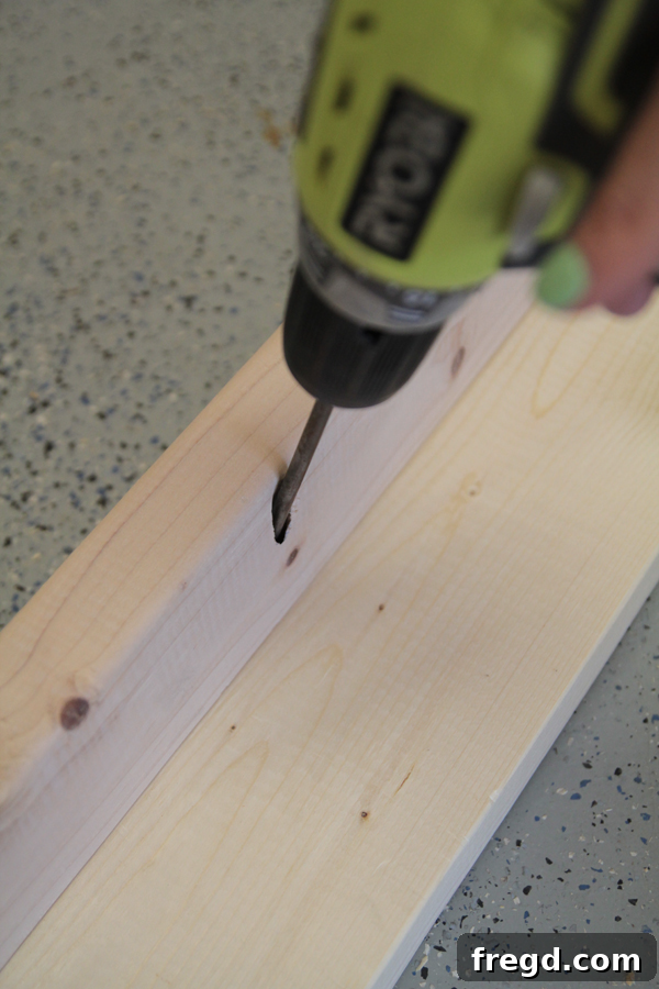 Craft Your Own Miter Saw Station 3 Pocket holes in 2x4 for legs