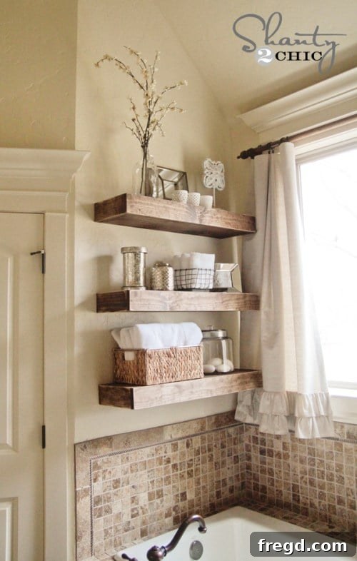 Easy DIY Floating Shelves using Kreg Jig for hidden support.