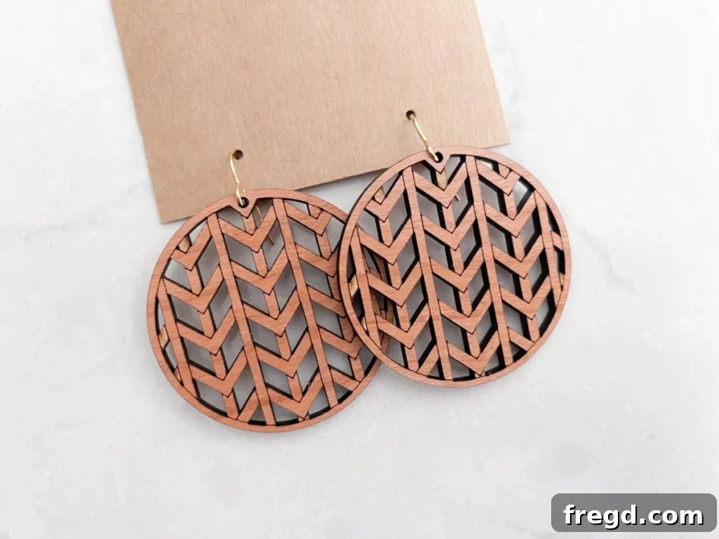 Handcrafted DIY wood earrings made with Glowforge