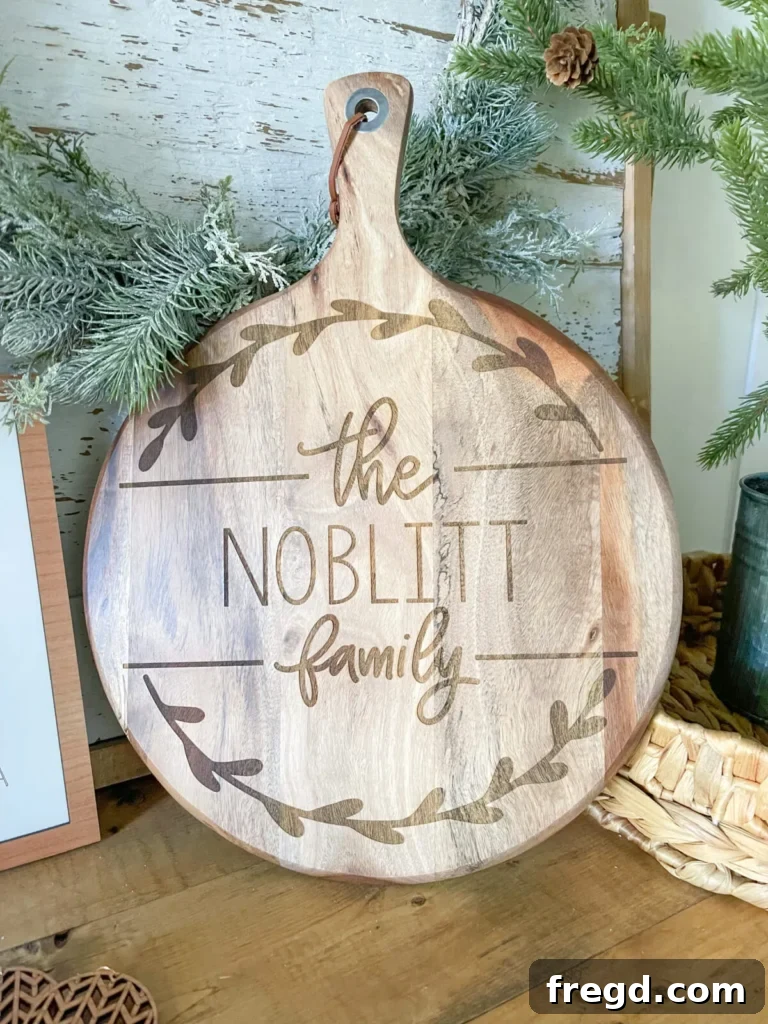 Custom engraved wood cutting board for kitchen decor