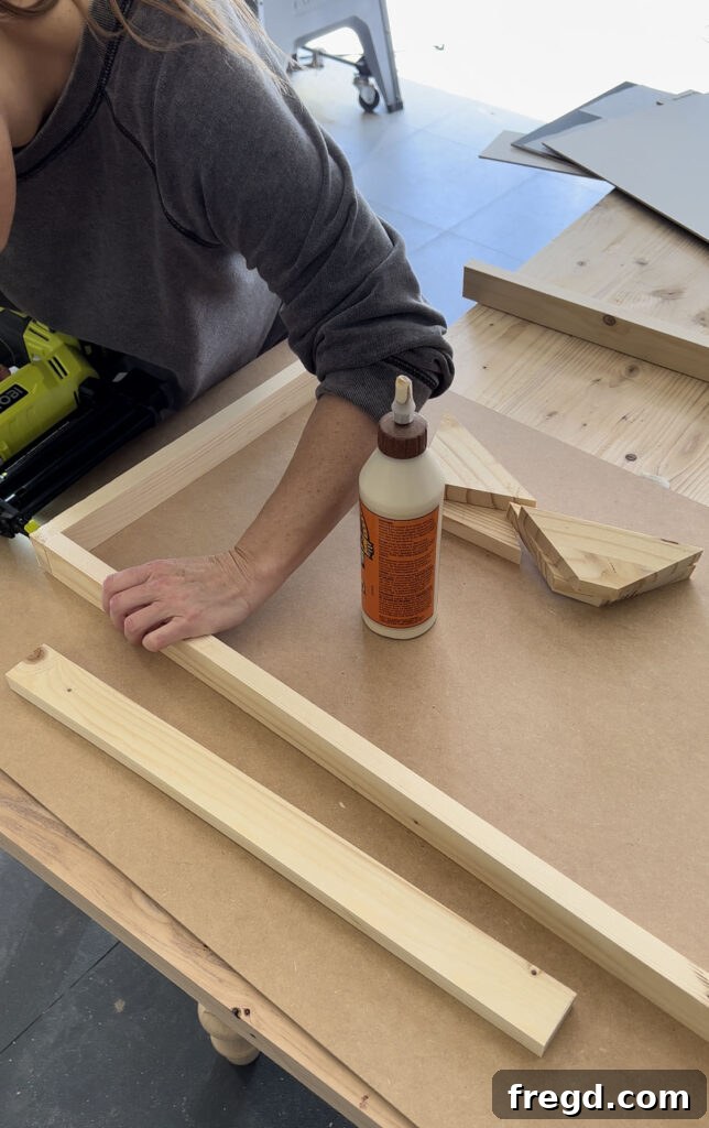 Constructing the wooden frame for the DIY sign