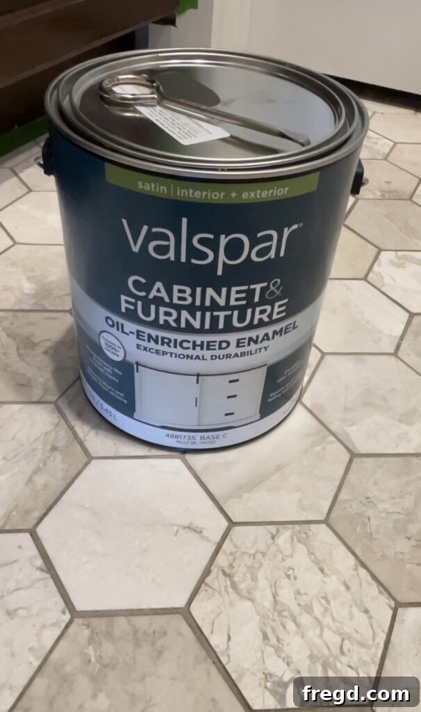 Painting a bathroom vanity cabinet with Valspar paint