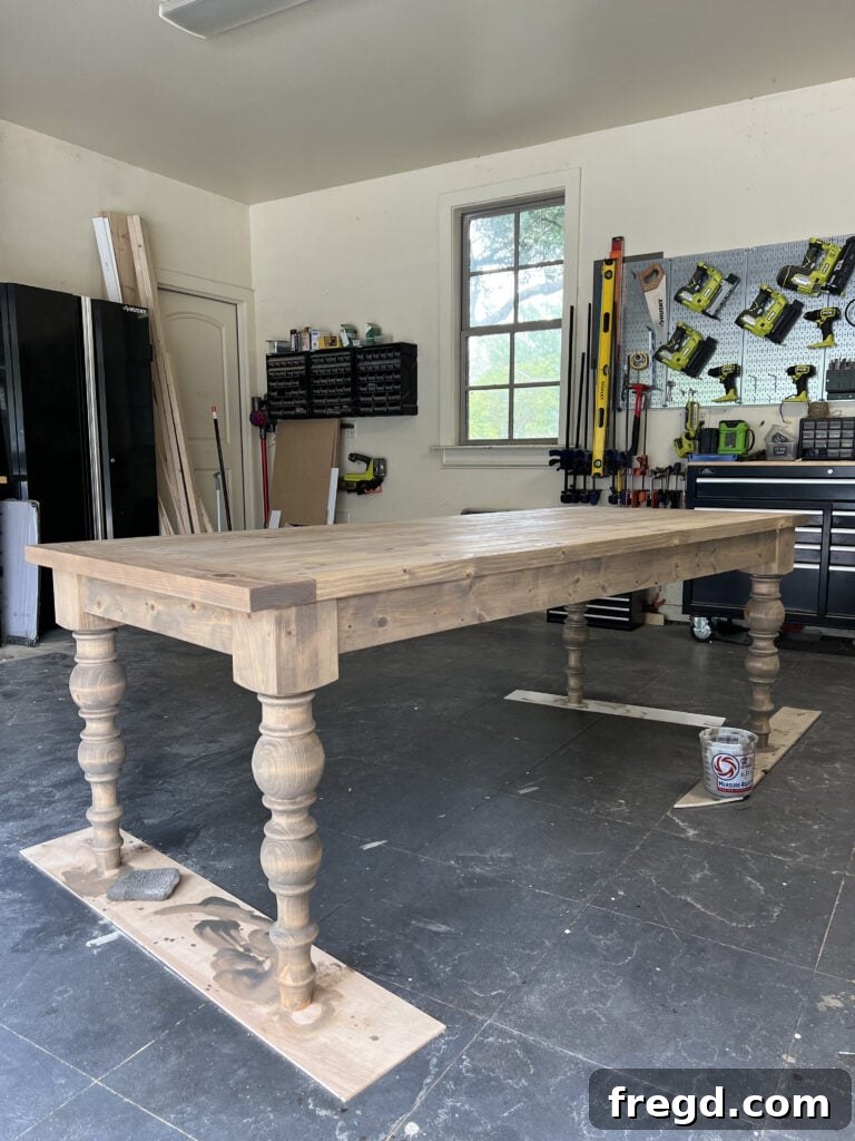 Handcrafted Farmhouse Dining Table with Elegant Turned Legs 2 Beautifully finished modern farmhouse turned leg dining table
