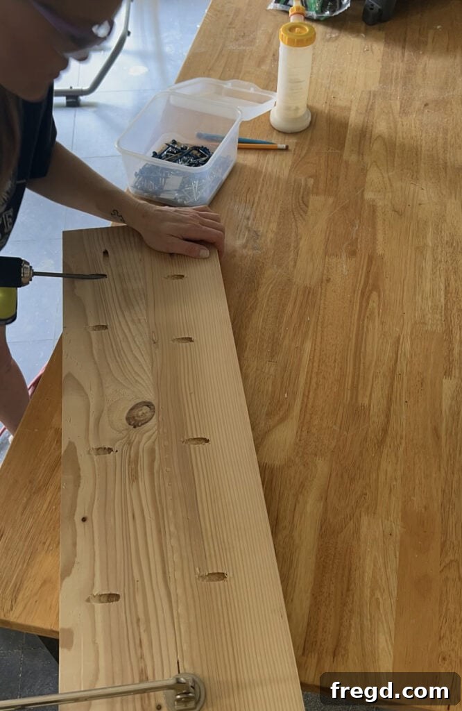 Craft Your Perfect Dresser 19 Assembling the planked wood top with pocket holes