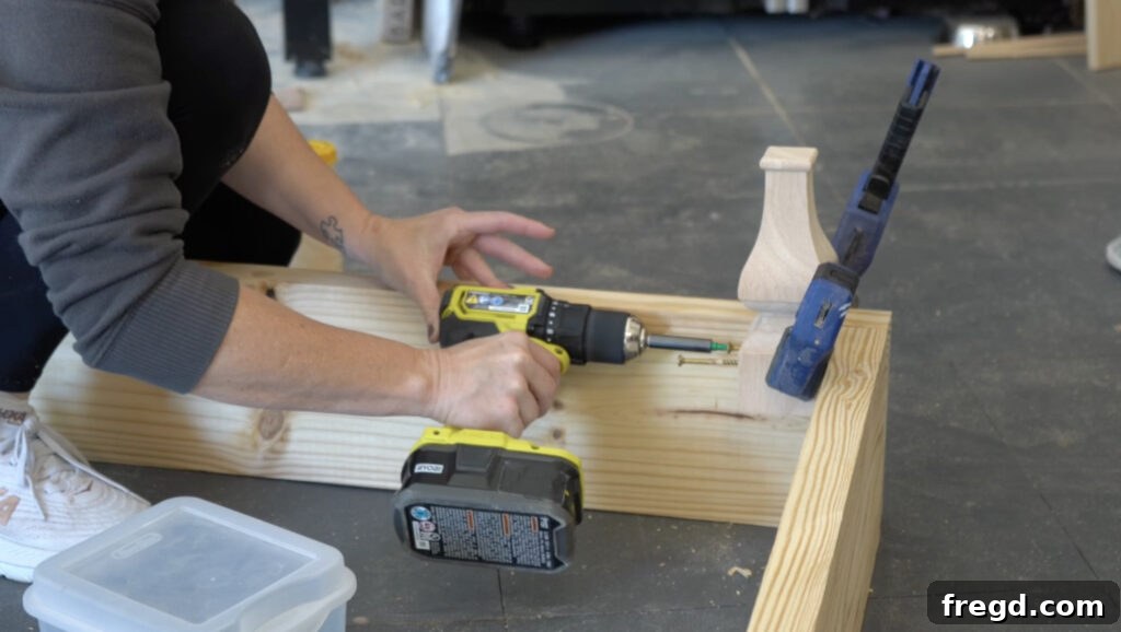 Attaching furniture feet to the bed frame