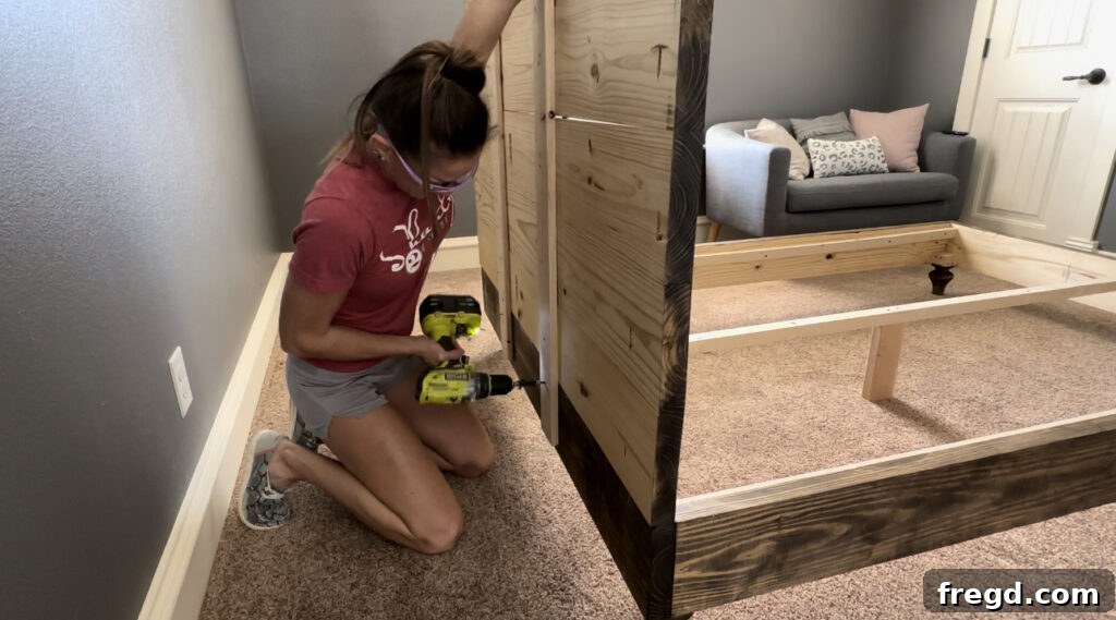 Resting the headboard on the bed frame