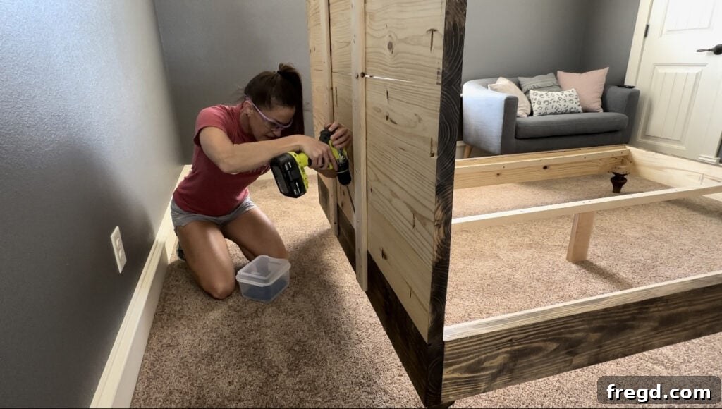 Reinforcing headboard attachment with pocket hole screws