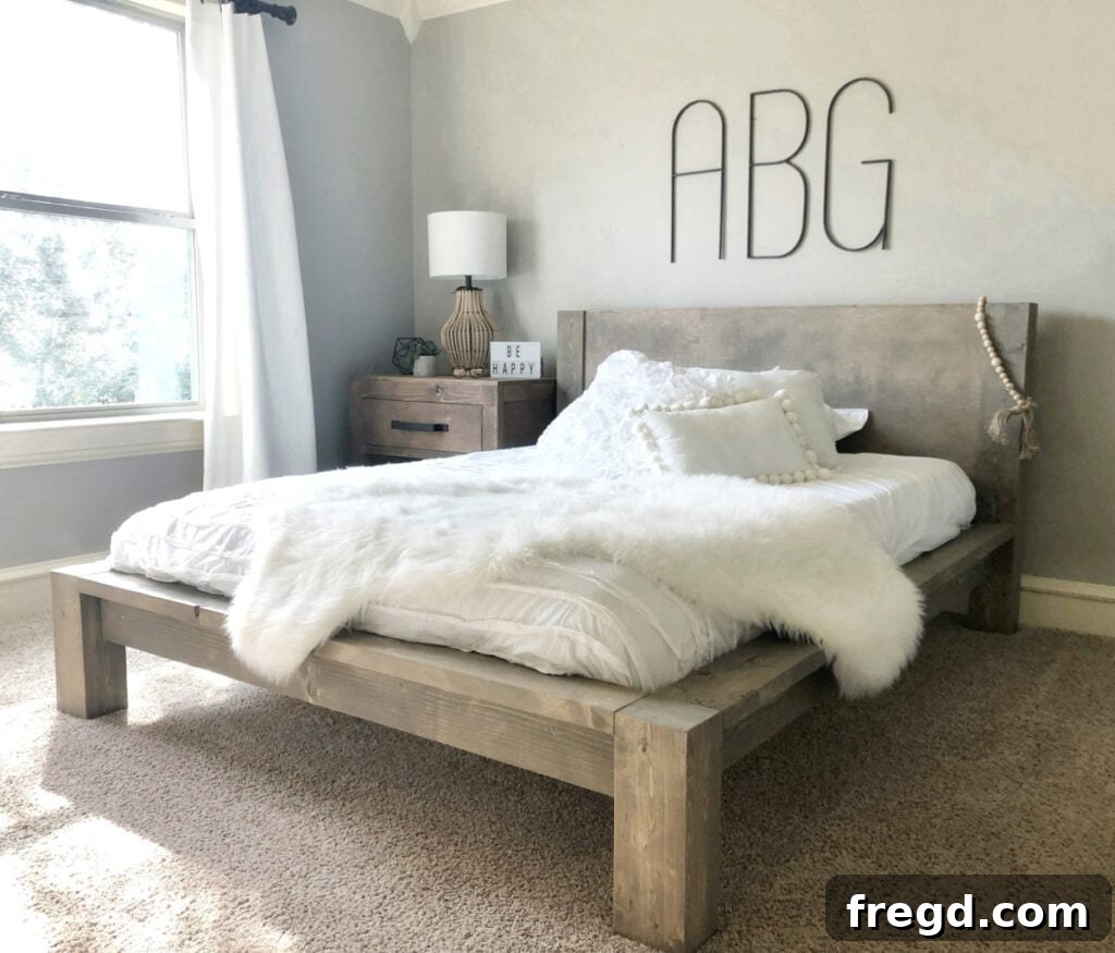 Rustic modern queen size bed