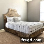 DIY Full Size Bed with Fancy Headboard