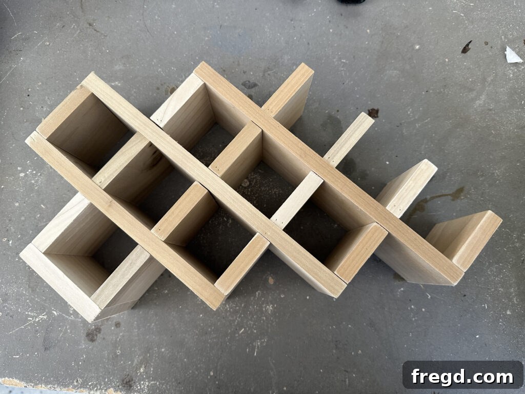 Craft Your Custom Countertop Spice Organizer 11 Attaching the third set of green vertical dividers.