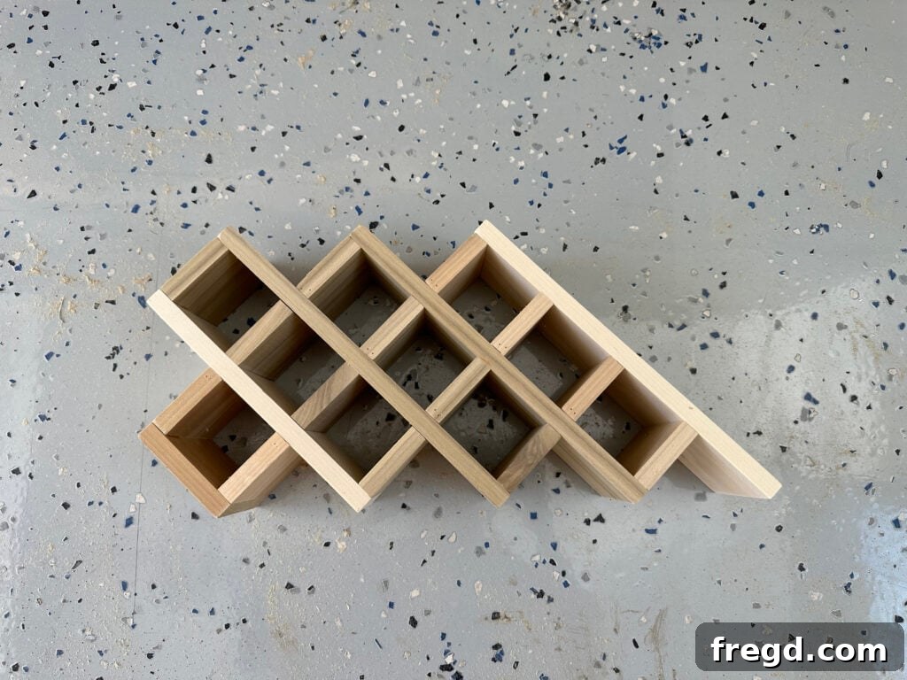 Craft Your Custom Countertop Spice Organizer 12 Attaching the final blue horizontal shelf.