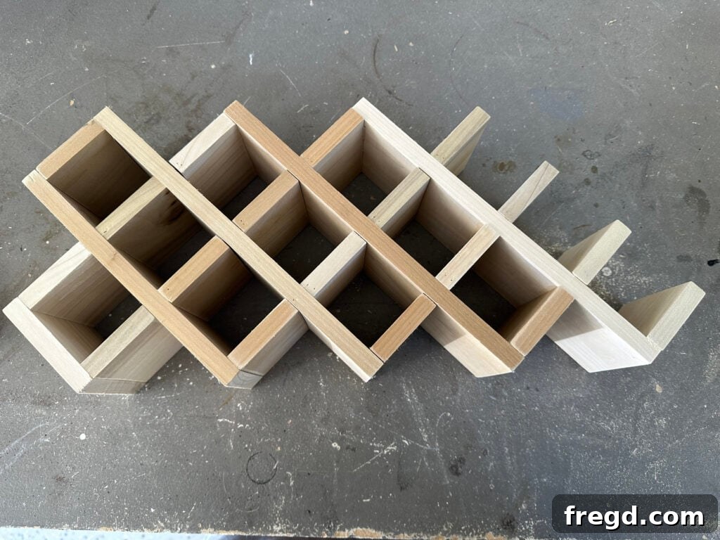 Craft Your Custom Countertop Spice Organizer 13 Attaching the last set of four green vertical dividers on the top tier.
