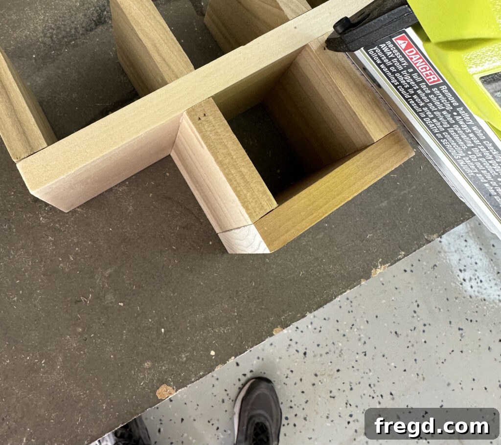 Craft Your Custom Countertop Spice Organizer 15 Assembling and attaching the final end piece to the spice rack.