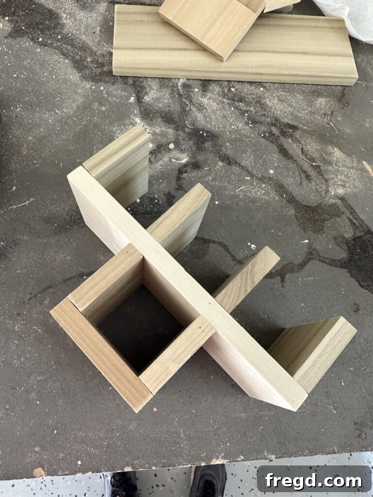 Craft Your Custom Countertop Spice Organizer 5 Adding four short vertical divider pieces to the base board.