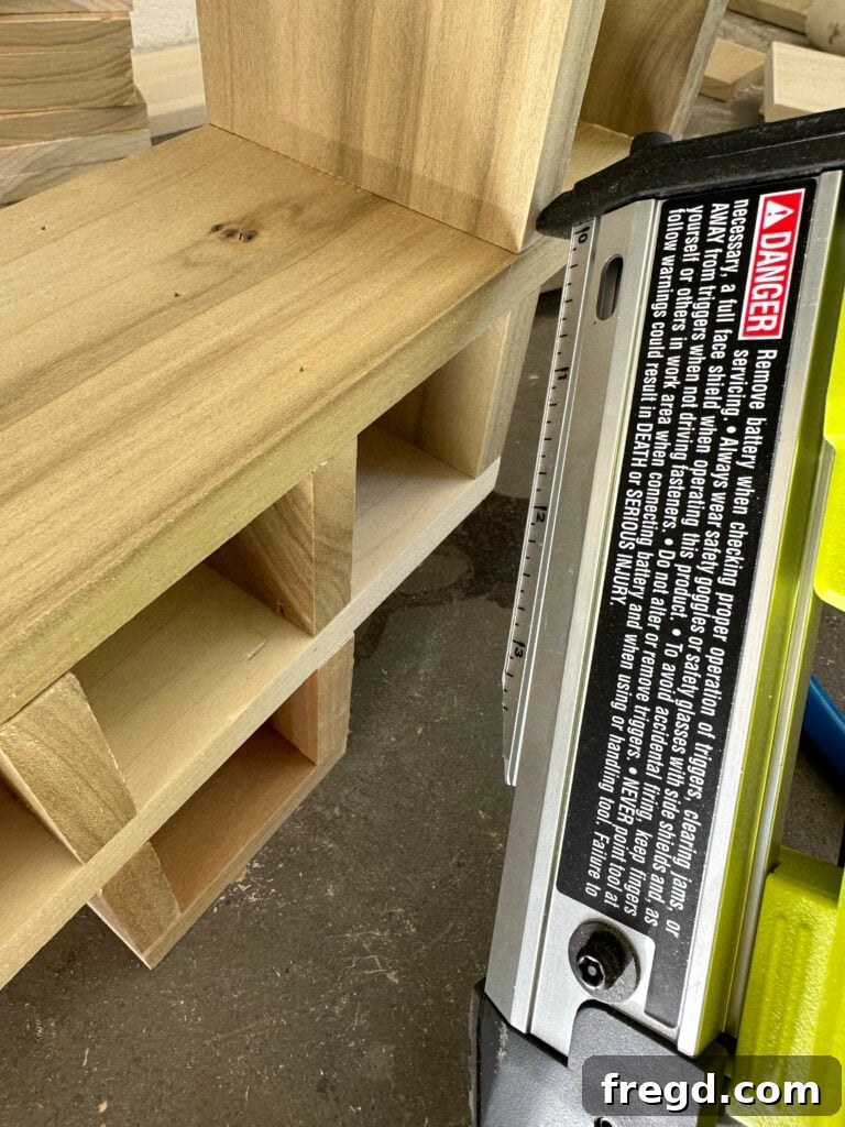 Craft Your Custom Countertop Spice Organizer 8 Attaching the next set of vertical green divider pieces.