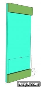 Build Your Own Elegant Buffet Table 31 Image showing 1x4 trim being attached to the plywood side panel.