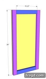 Build Your Own Elegant Buffet Table 32 Image showing 1x4 trim being attached to the plywood door panels.