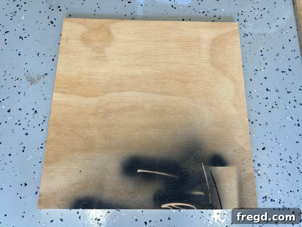 Your First End Table A Simple DIY Project 2 Plywood sheet being cut to size for the end table tabletop