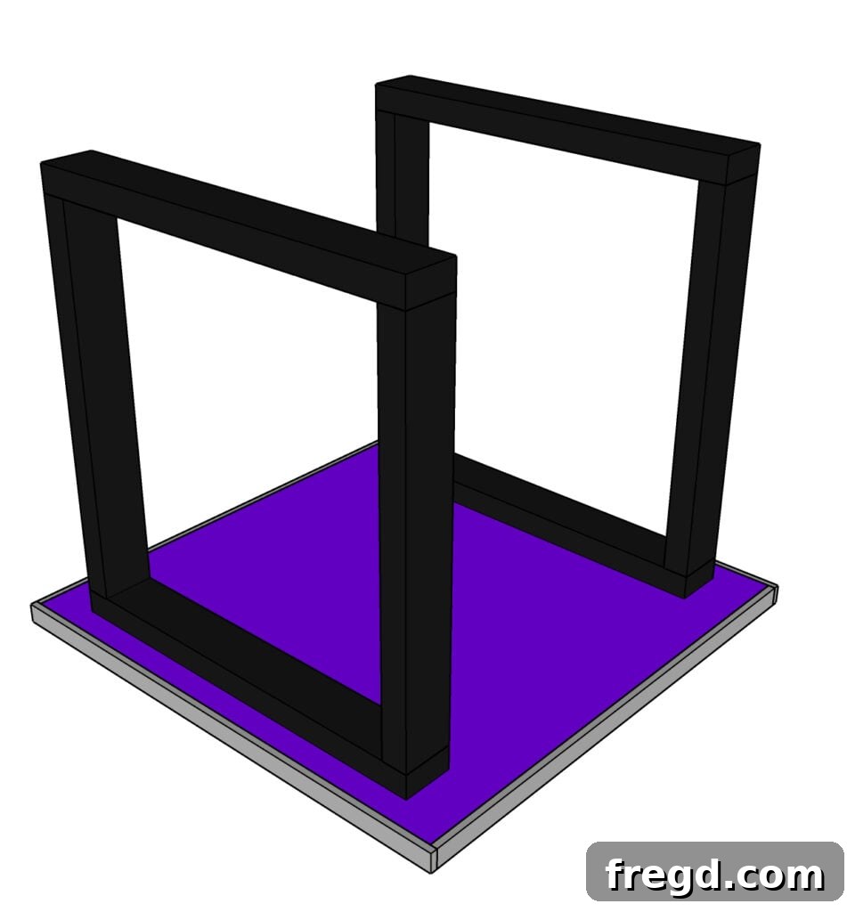 Your First End Table A Simple DIY Project 14 Metal legs being attached to the underside of the end table tabletop