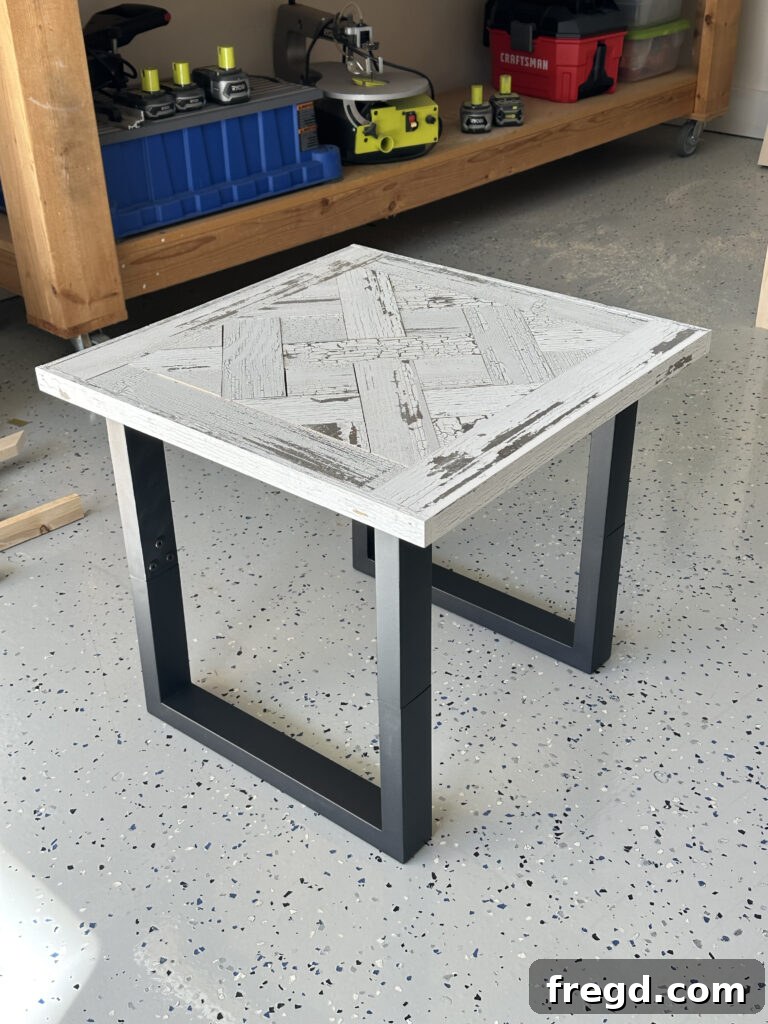 Your First End Table A Simple DIY Project 15 Finished end table showcasing the beautiful parquet design