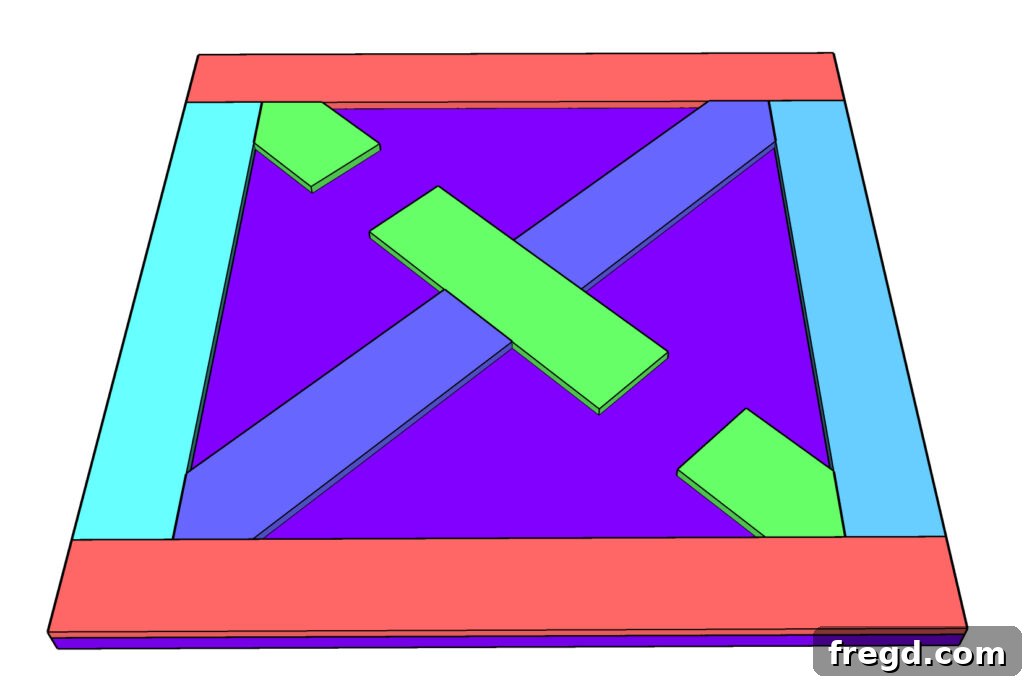 Your First End Table A Simple DIY Project 7 Second corner pieces and middle cross piece being attached to form the parquet pattern