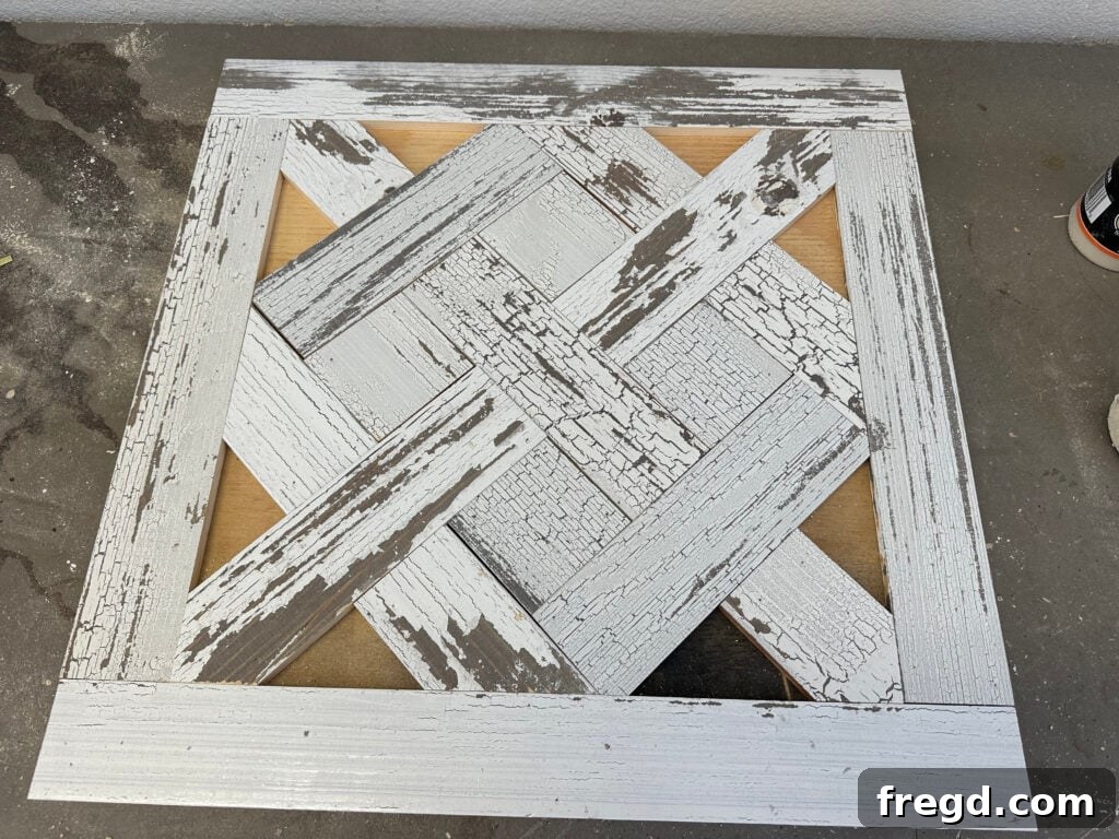 Your First End Table A Simple DIY Project 10 Square pieces being measured, cut, and added to the parquet design