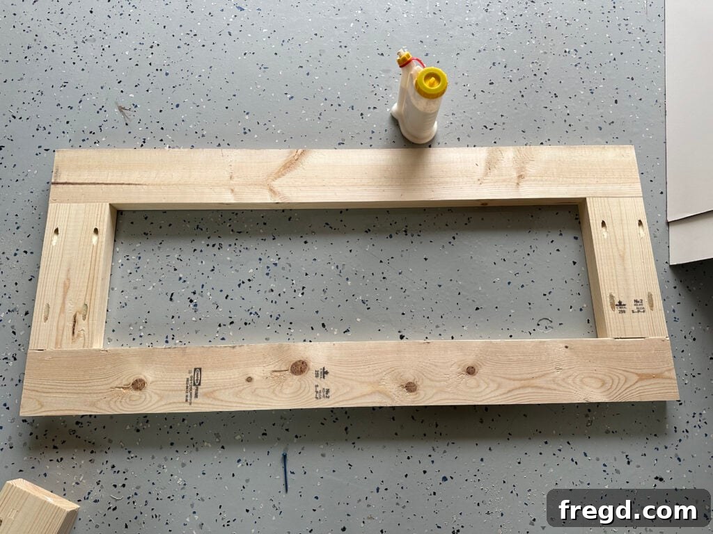 Detail of the assembled backrest structure for the DIY couch