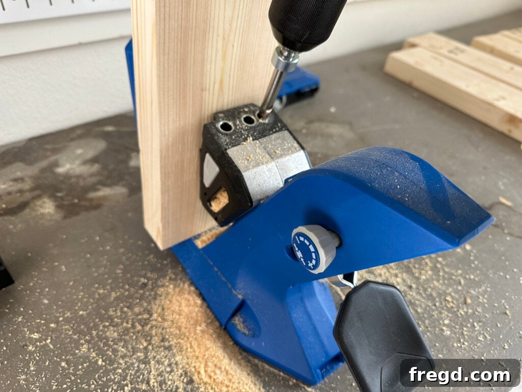 Step-by-step image showing how to build the frame of the couch arms