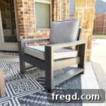 Detailed view of the DIY Outdoor Chair project, showcasing its robust construction and aesthetic appeal.