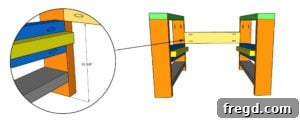 Illustrative diagram for attaching the back runner in the DIY outdoor chair recipe.