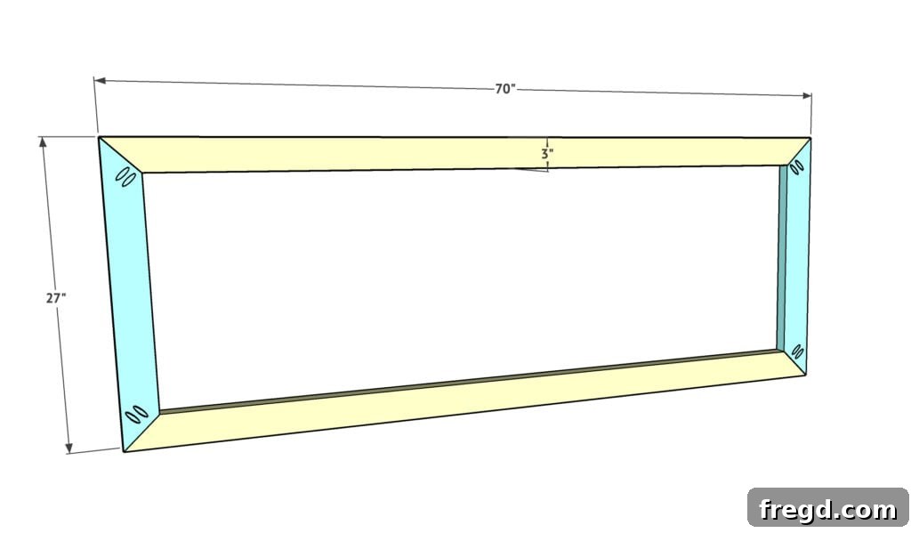 Cutting 2x4 boards at a 45-degree angle for the console table frame