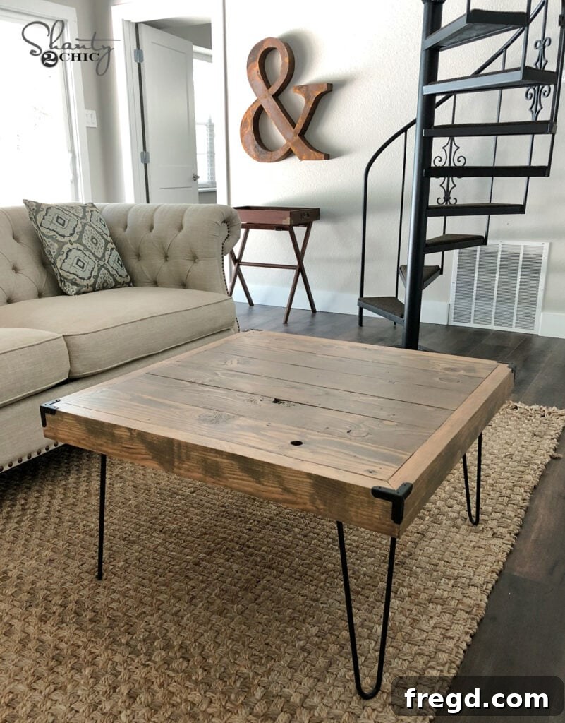 Handcraft a Modern Wood Coffee Table 19 DIY Coffee Table with Hairpin Legs