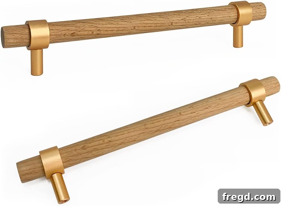 Craft Your Own Modern Farmhouse Sideboard 24 Detailed view of the selected door pull on the finished sideboard, adding to its farmhouse aesthetic.