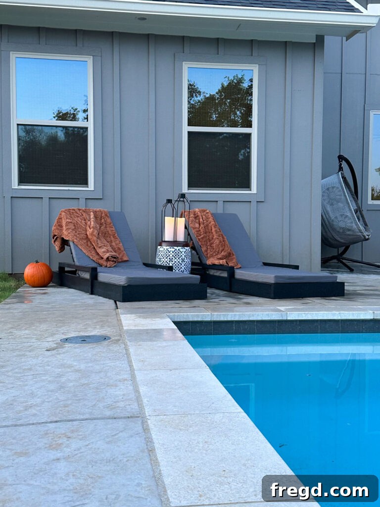 Enjoying a drink on the newly built outdoor lounge chair