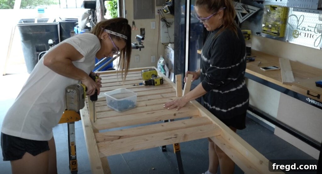 Attaching seat slats to the cleats with even spacing